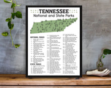 Load image into Gallery viewer, Tennessee State and National Park Map | Tennessee National Park Poster | Tennessee State Park Poster