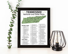 Load image into Gallery viewer, Tennessee State and National Park Map | Tennessee National Park Poster | Tennessee State Park Poster