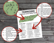 Load image into Gallery viewer, Tennessee State and National Park Map | Tennessee National Park Poster | Tennessee State Park Poster