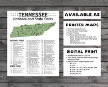 Load image into Gallery viewer, Tennessee State and National Park Map | Tennessee National Park Poster | Tennessee State Park Poster