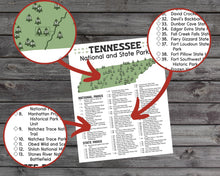 Load image into Gallery viewer, Tennessee State and National Park Map | Tennessee National Park Poster | Tennessee State Park Poster