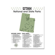 Load image into Gallery viewer, Utah State and National Park Map | Utah National Park Poster | Utah State Park Poster