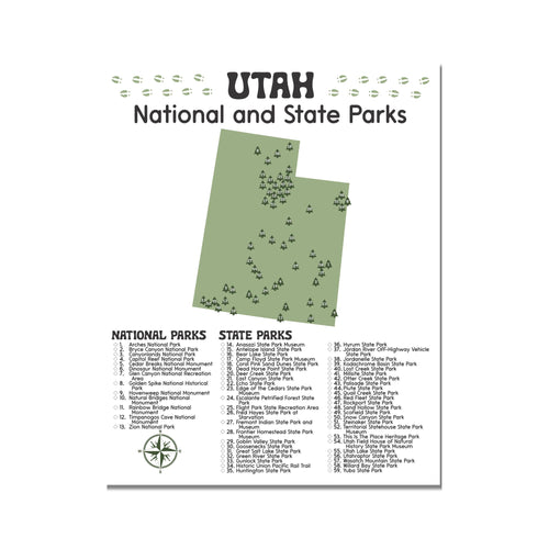 Utah State and National Park Map | Utah National Park Poster | Utah State Park Poster