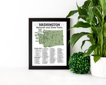 Load image into Gallery viewer, Washington State and National Park Map | Washington National Park Poster | Washington State Park Poster