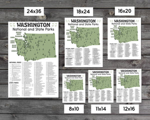 Washington State and National Park Map | Washington National Park Poster | Washington State Park Poster
