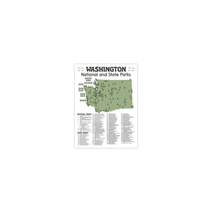Washington State and National Park Map | Washington National Park Poster | Washington State Park Poster