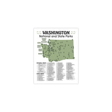 Load image into Gallery viewer, Washington State and National Park Map | Washington National Park Poster | Washington State Park Poster