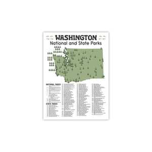 Washington State and National Park Map | Washington National Park Poster | Washington State Park Poster