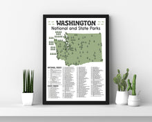 Load image into Gallery viewer, Washington State and National Park Map | Washington National Park Poster | Washington State Park Poster