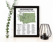 Load image into Gallery viewer, Washington State and National Park Map | Washington National Park Poster | Washington State Park Poster