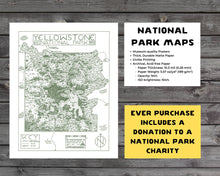 Load image into Gallery viewer, Yellowstone National Park Map Hand-Drawn Print