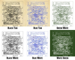 Yellowstone National Park Map Hand-Drawn Print