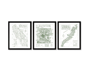 Yellowstone National Park Map Hand-Drawn Print