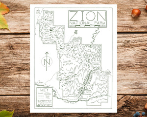 Hand-Drawn National Park Map Print