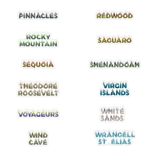 5 National Park Name Stickers of Your Choice