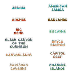 5 National Park Name Stickers of Your Choice