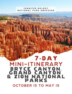 Mini  7-Day Bryce Canyon, Grand Canyon, and Zion National Parks Itinerary - October 15 to May 15
