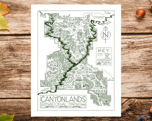 Canyonlands National Park Map Hand-Drawn Print