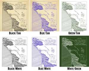 Yosemite National Park Map Hand-Drawn Print