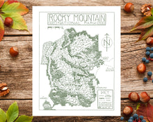 Load image into Gallery viewer, Rocky Mountain National Park Map Hand-Drawn Print