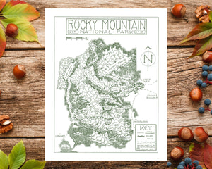 Rocky Mountain National Park Map Hand-Drawn Print
