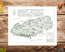 Load image into Gallery viewer, Great Smoky Mountains National Park Map Hand-Drawn Print
