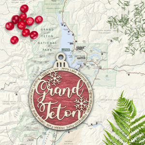 Grand Teton National Park Christmas Ornament - Round