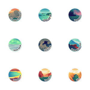 5 National Park Round Stickers of Your Choice