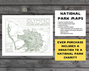 Olympic National Park Map Hand-Drawn Print