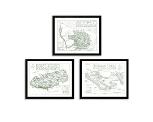 Olympic National Park Map Hand-Drawn Print