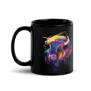 Bison Head Black Glossy Mug