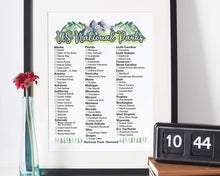Load image into Gallery viewer, 2021 US National Park Checklist Printable / 63 National Park Poster / Instant Digital Download
