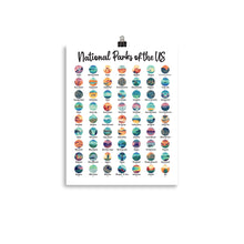 Load image into Gallery viewer, NEW! 63 National Park Checklist Poster / National Park Poster