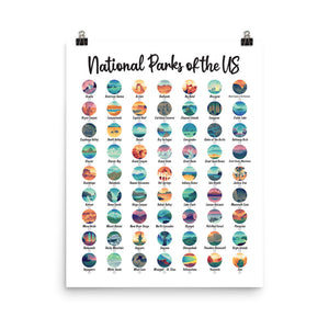 NEW! 63 National Park Checklist Poster / National Park Poster