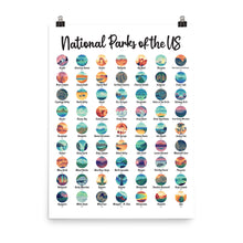 Load image into Gallery viewer, NEW! 63 National Park Checklist Poster / National Park Poster