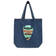 Load image into Gallery viewer, Crater Lake Shield Organic denim tote bag