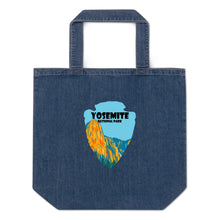 Load image into Gallery viewer, Yosemite National Park Shield Organic denim tote bag